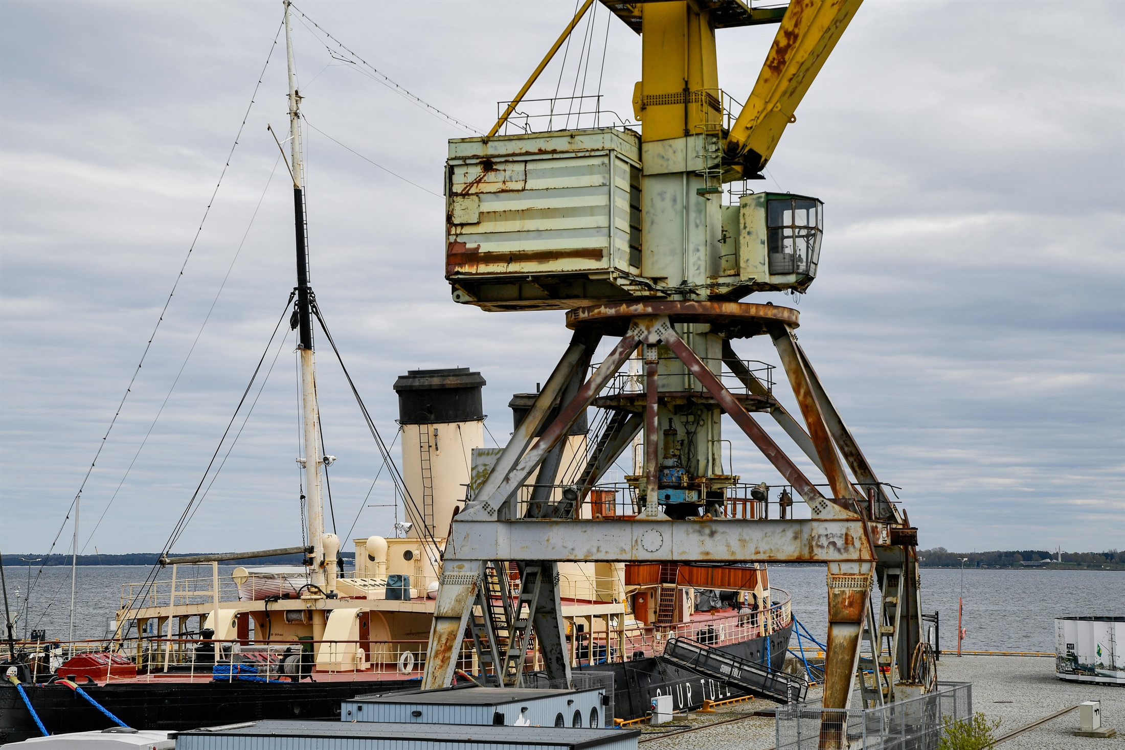 Industrial crane at a waterside facility